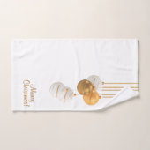 Gouden en Witte Kerstballen Aangepaste Tekst Bad Handdoek (Handdoek)