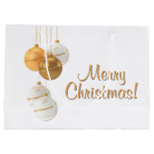 Gouden en Witte Kerstballen Aangepaste Tekst Groot Cadeauzakje (Achterkant)