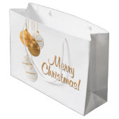 Gouden en Witte Kerstballen Aangepaste Tekst Groot Cadeauzakje (Achterkant Gekanteld)