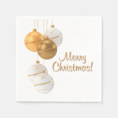 Gouden en Witte Kerstballen Aangepaste Tekst Servet (Voorkant)