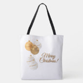 Gouden en Witte Kerstballen Aangepaste Tekst Tote Bag (Achterkant)