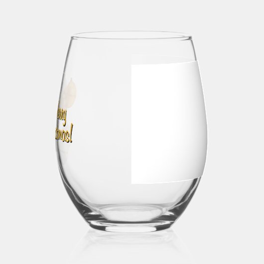 Gouden en Witte Kerstballen Aangepaste Tekst Wijnglas Zonder Voet (Links)
