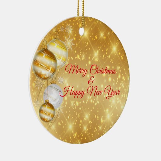 Gouden en witte kerstballen keramisch ornament (Rechts)