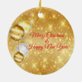 Gouden en witte kerstballen keramisch ornament (Achterkant)