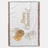 Gouden en witte kerstballen met aangepaste tekst deken (Voorkant Verticaal)