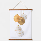 Gouden en witte kerstballen ontwerp hangend wandkleed (Voorkant)