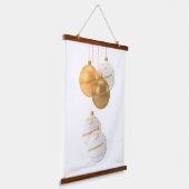 Gouden en witte kerstballen ontwerp hangend wandkleed (Gebogen)