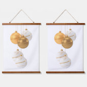 Gouden en witte kerstballen ontwerp hangend wandkleed (Dubbel)