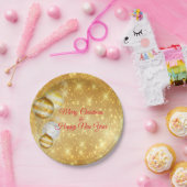 Gouden en witte kerstballen papieren bordje (Feest)