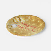 Gouden en witte kerstballen papieren bordje (Gekanteld)
