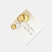 Gouden en witte kerstballen servet (Hoek)