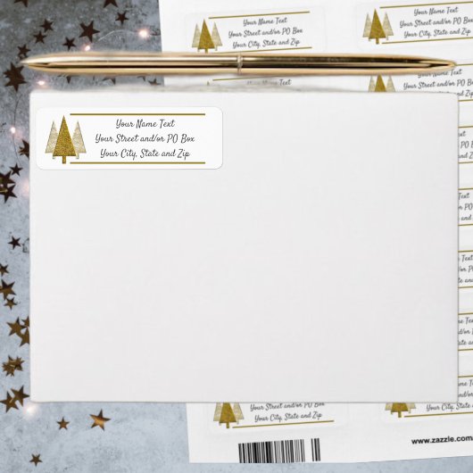 Gouden en Witte Kerstbomen Label