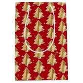 Gouden en witte kerstbomen medium cadeauzakje (Voorkant)