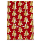 Gouden en witte kerstbomen medium cadeauzakje (Achterkant)