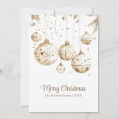 Gouden en witte kerstboom bal Ornamenten Feestdagenkaart (Voorkant)