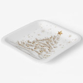 Gouden en witte kerstboom met familienaam papieren bordje (Gebogen)