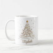 Gouden en witte kerstboom met naam koffiemok (Links)