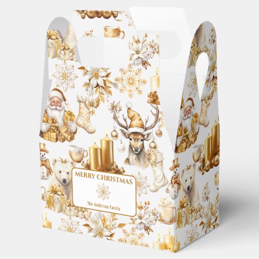 Gouden en witte kerstsymbolen bedankdoosjes (Geopend)