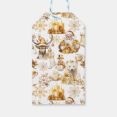 Gouden en witte kerstsymbolen cadeaulabel (Achterkant)