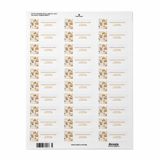 Gouden en witte kerstsymbolen etiket (Full Sheet)
