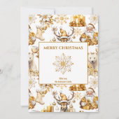 Gouden en witte kerstsymbolen feestdagenkaart (Voorkant)