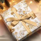 Gouden en witte kerstsymbolen inpakpapier