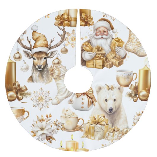 Gouden en witte kerstsymbolen kerstboom rok (Voorkant)