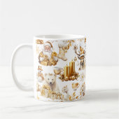 Gouden en witte kerstsymbolen koffiemok (Links)