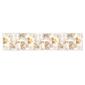 Gouden en witte kerstsymbolen korte tafelloper (Horizontaal)