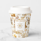 Gouden en witte kerstsymbolen papieren bekers (Voorkant)
