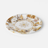 Gouden en witte kerstsymbolen papieren bordje (Gekanteld)