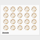 Gouden en witte kerstsymbolen ronde sticker (Vel)