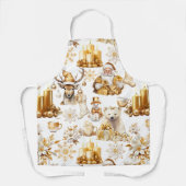 Gouden en witte kerstsymbolen schort (Voorkant)