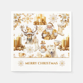 Gouden en witte kerstsymbolen servet