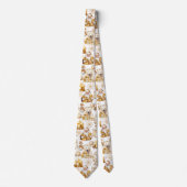 Gouden en witte kerstsymbolen stropdas (Voorkant)