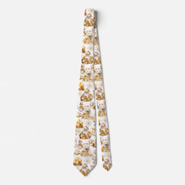 Gouden en witte kerstsymbolen stropdas