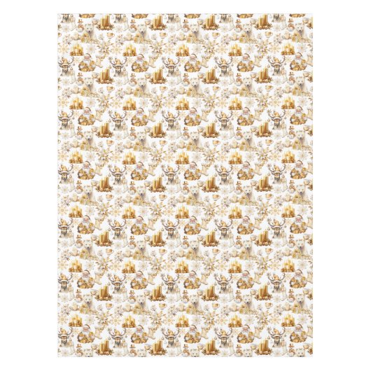 Gouden en witte kerstsymbolen tafelkleed (Voorkant)