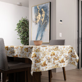 Gouden en witte kerstsymbolen tafelkleed