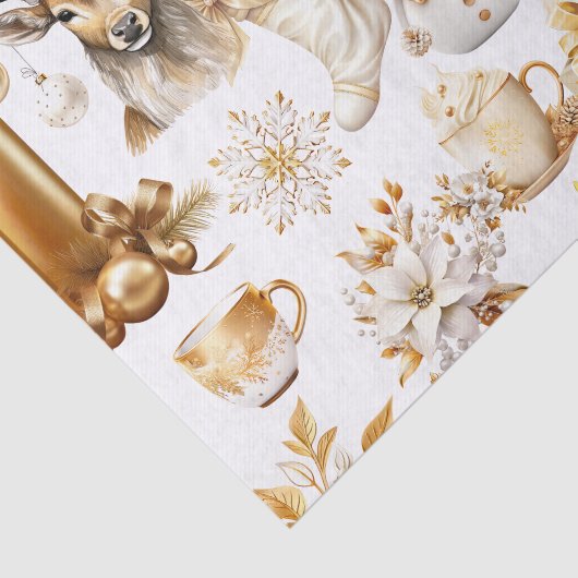 Gouden en witte kerstsymbolen tissuepapier (Detail)