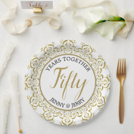 Gouden en witte klassieke jubileum papieren bord