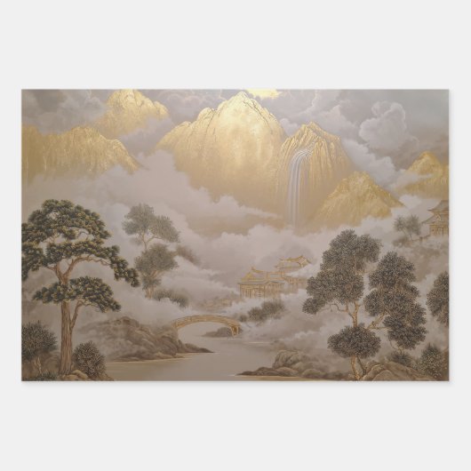 Gouden en Witte Koi Vis Japans inpakpapier (Voorkant 3)