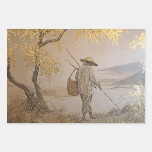 Gouden en Witte Koi Vis Japans inpakpapier (Voorkant 2)