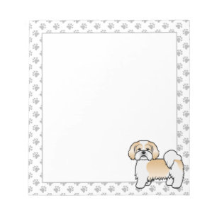 Gouden en witte Lhasa Apso Schattige Cartoon Hond Notitieblok