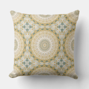Gouden en witte mandala patroon met turkooizen acc kussen