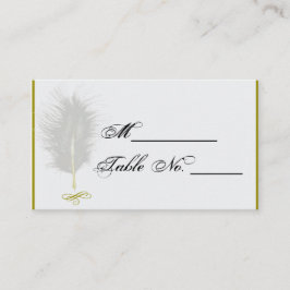 Gouden en Witte Marabou Feather Wedding Place Card Plaatskaartje