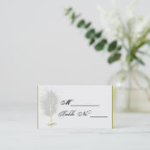 Gouden en Witte Marabou Feather Wedding Place Card Plaatskaartje (Staand voorkant)
