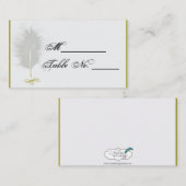 Gouden en Witte Marabou Feather Wedding Place Card Plaatskaartje (Voorkant / Achterkant)