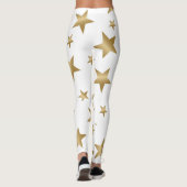 gouden en witte metalen sterren mode leggings (Achterkant)