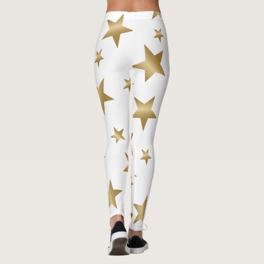 gouden en witte metalen sterren mode leggings (Achterkant)