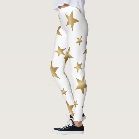 gouden en witte metalen sterren mode leggings (Links)